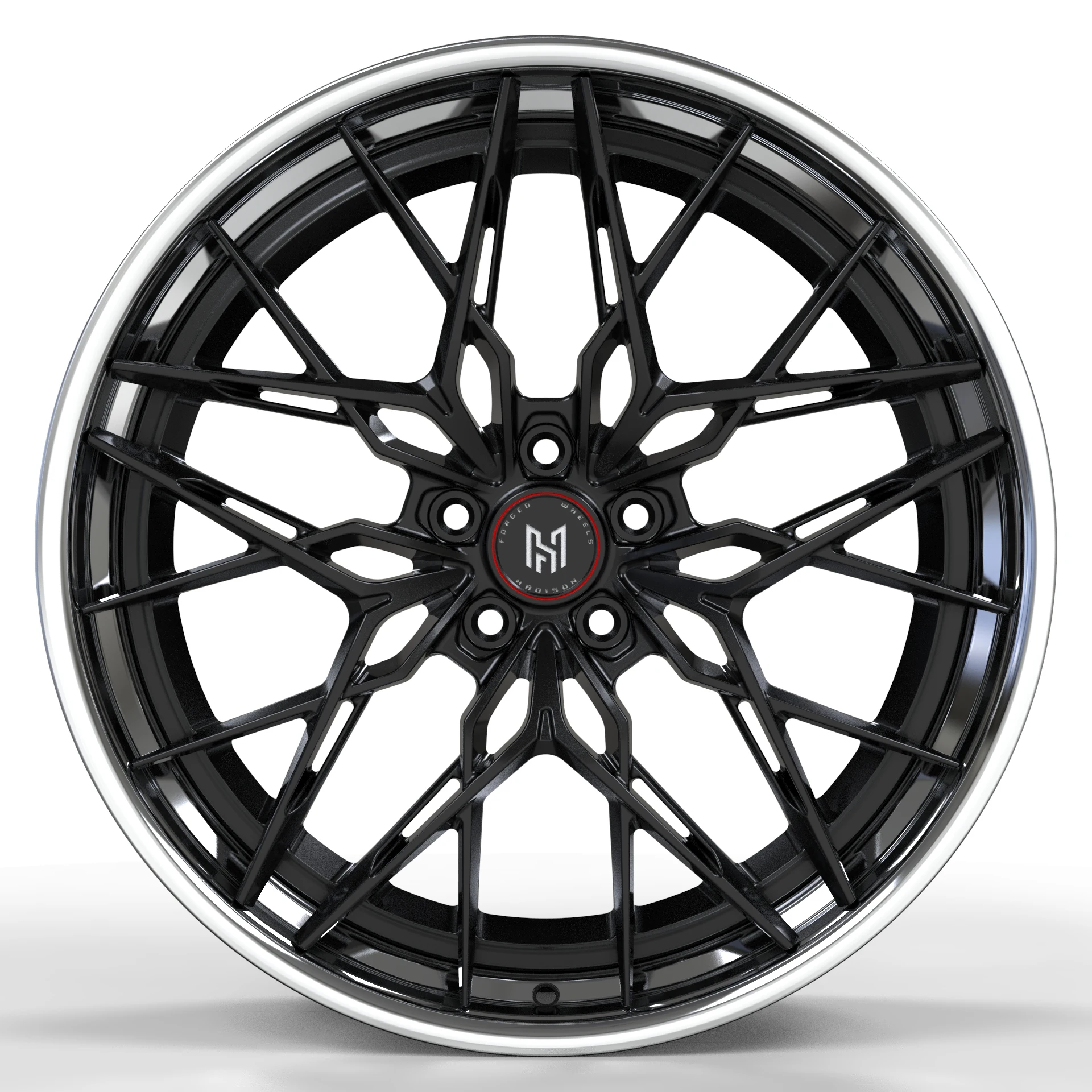 HADISON HD2P1022 2 pc forged staggered wheels 18 19 20 21 22 inch 5x112 matt black center polished rims