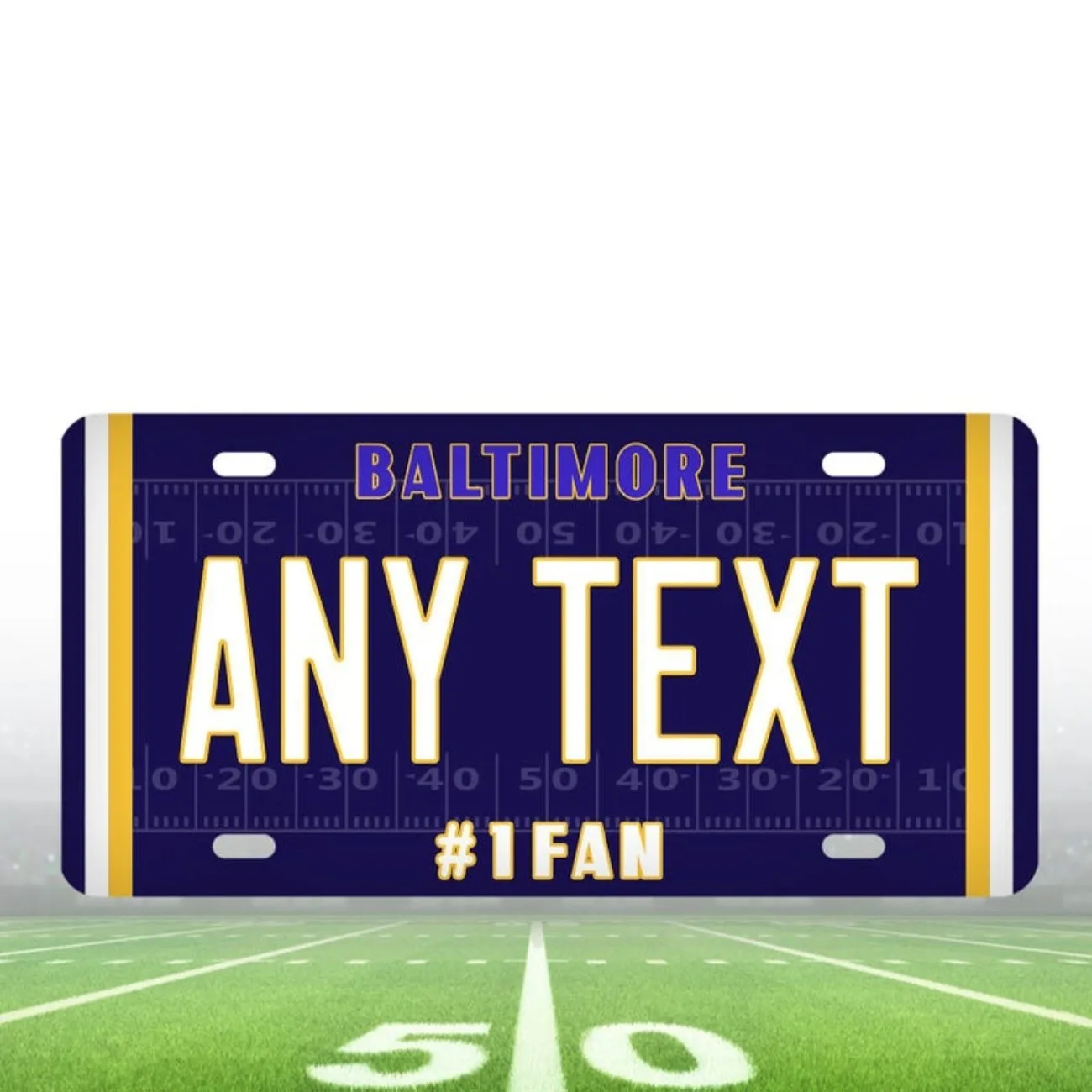 لوحة ترخيص ألومنيوم بالتيمور رافينز مخصصة مخصصة - ديكور السيارة/المنزل 2 مرات تذكارية للأبطال (الديكور فقط) #3