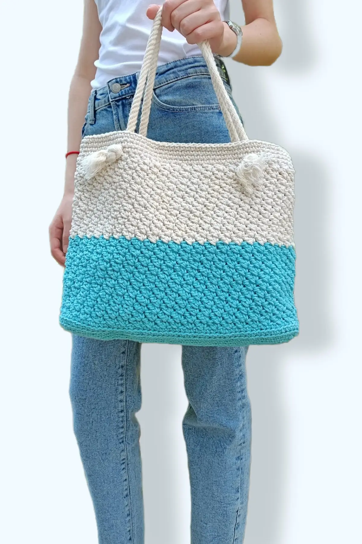 Uras Colorful Handmade Weave Women Shoulder Bag Crochet Tote bag Women Bag Shoulder bag Handmade