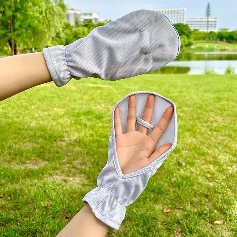 Sports Sun Sleeves Breathable Sun Protection Gloves for Women Men Fingerless Ice Silk Hand Cover for Driving Cycling Outdoor