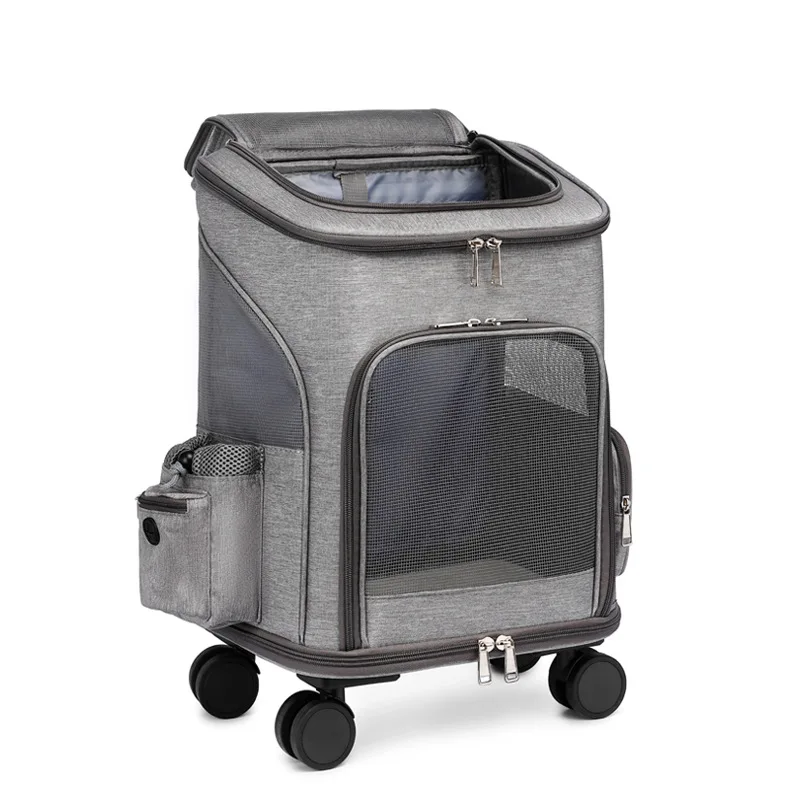 Pet Trolley Case Cat Backpack Dog Foldable 4 Wheel Pull Rod Pet Backpack Out Pet Roller Bag