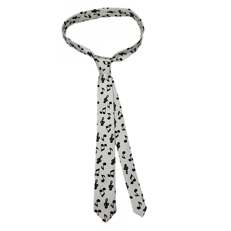 5CM 클래식 음표 인쇄 넥타이 부드러운 좁은 넥타이 슬림 부드러운 피아노 기타 넥타이 간단한 유행 남여 넥타이 선물