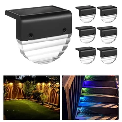 Solar Deck Lights Fence Lights Outdoor Step Lights Waterproof Solar Lights for Railing Stairs Step Fence Yard Patio and Pathway