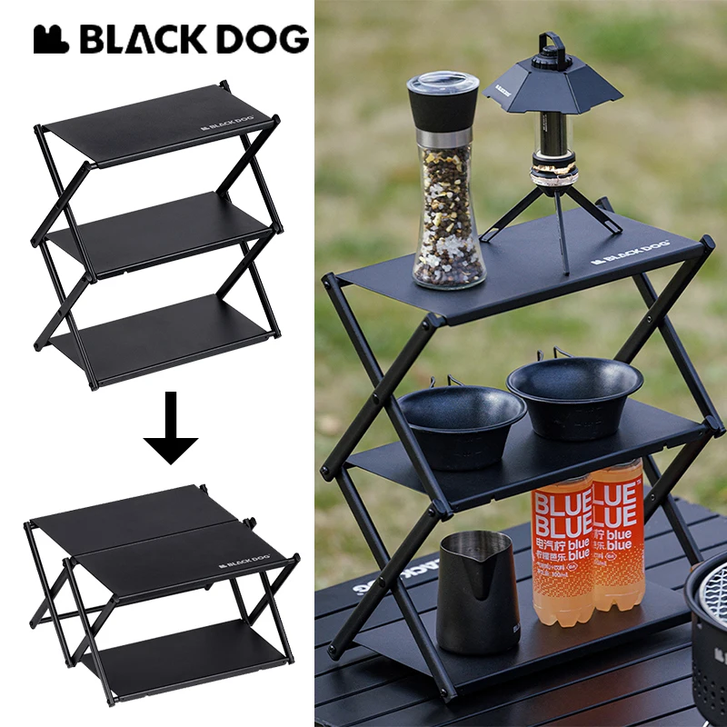 

Naturehike BLACKDOG Folding Storage Rack Carbon Steel Multifunctional Detachable Camping Table Picnic BBQ Tabletop Shelf Tools