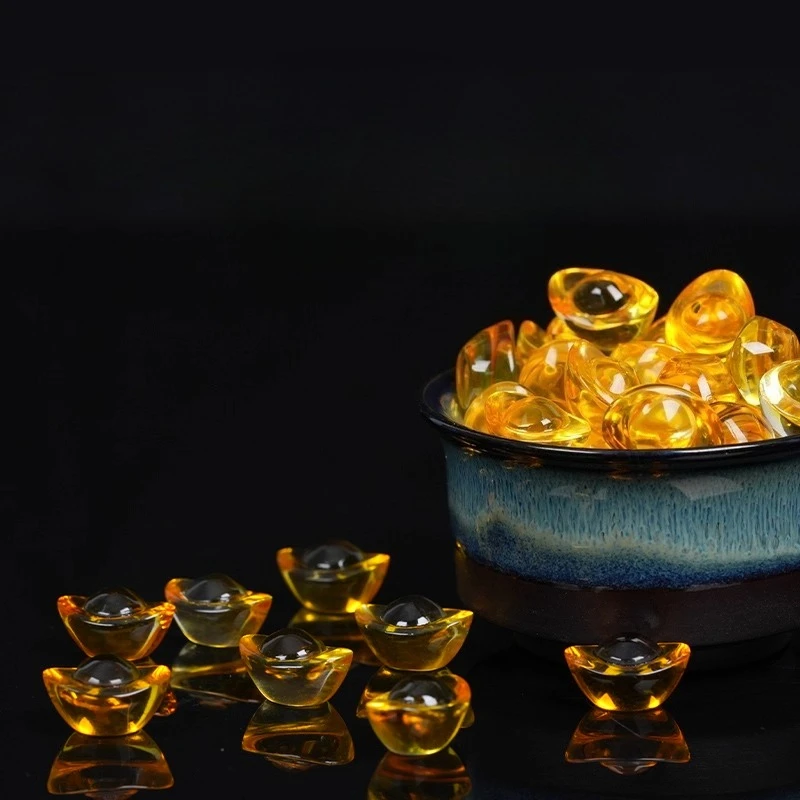 

Yellow glazed ingot ornament size ingot small accessories