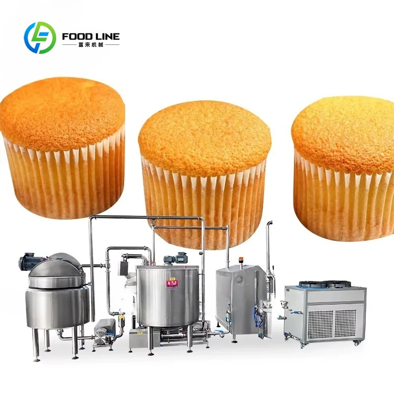 Swiss Roll Cake Production Line Layer Cake Maker with Tunnel Oven Commercial Cake Baking Equipment