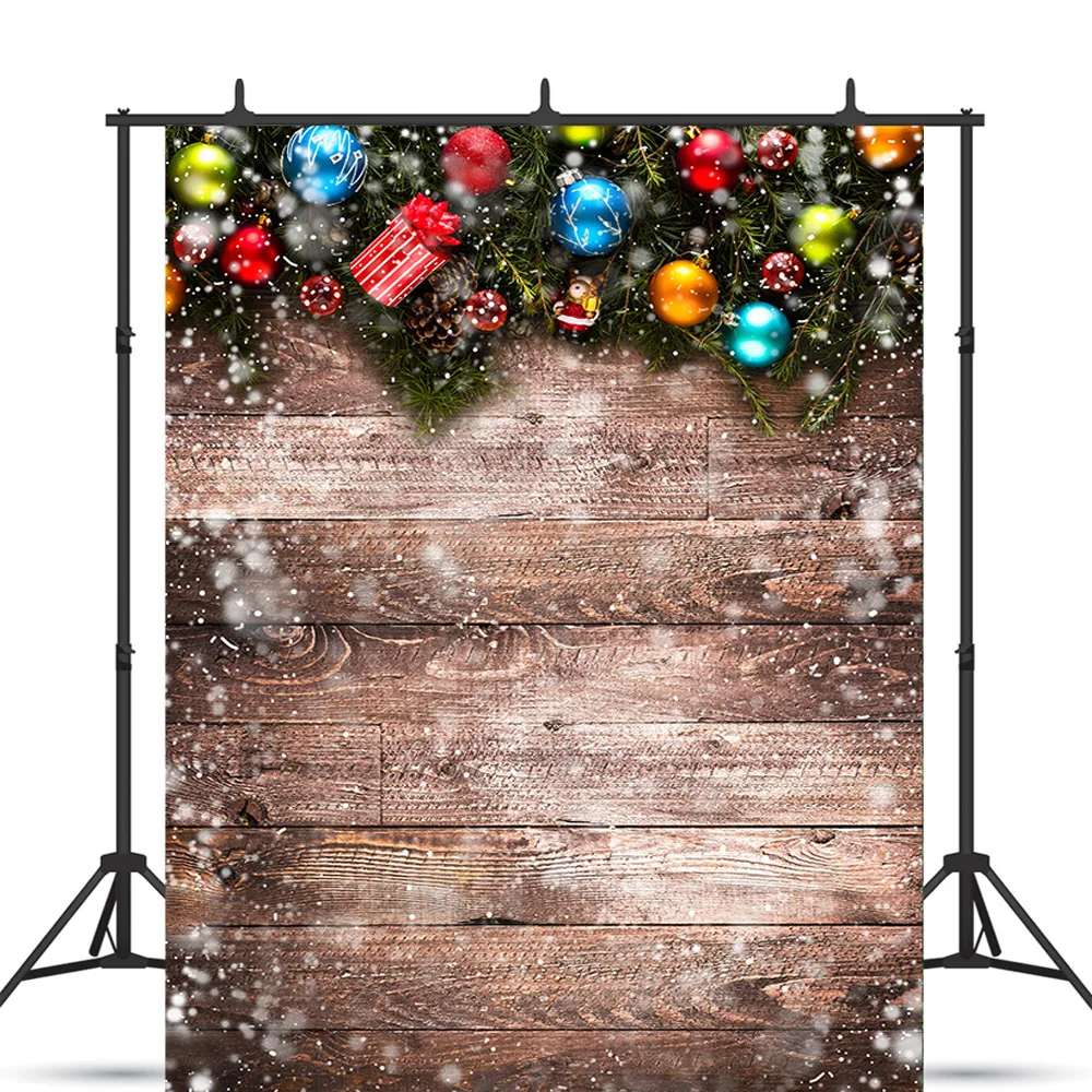 Nitree White christmas Decorations On Wooden Wall Photography Backdrops Prop Pine Tree Gift Photo Studio Background  FF-10