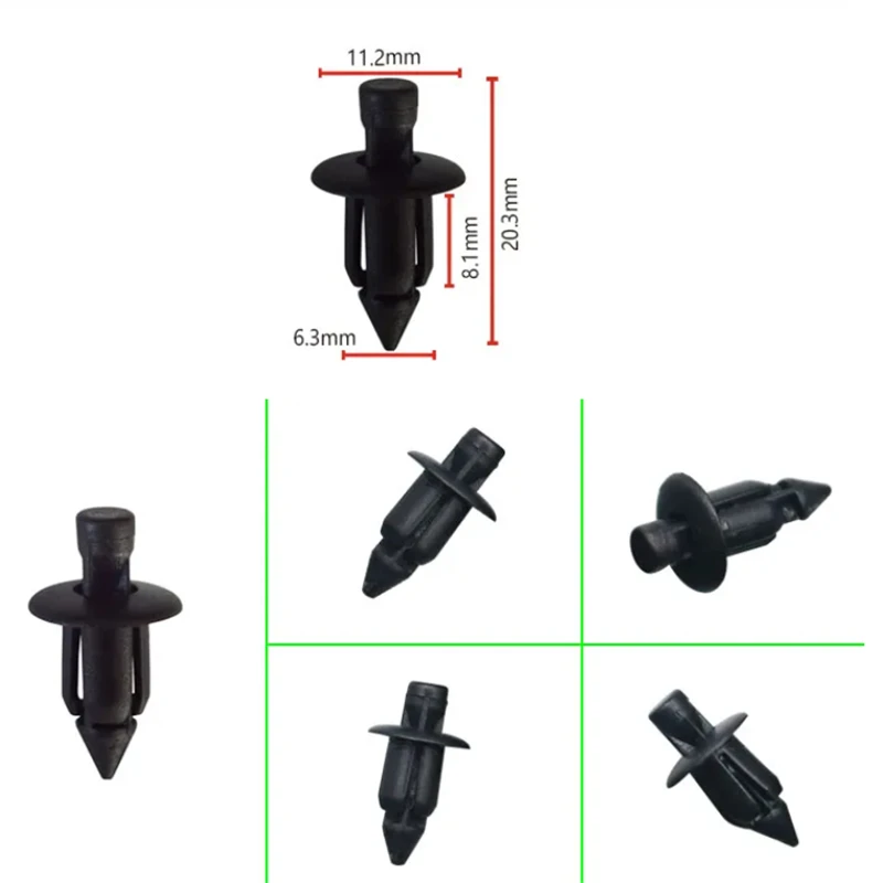 100Pcs Auto Clips Push Type Car Fasteners Plastic Rivet Auto Retainers 6MM Hole 66824-01G00   P05