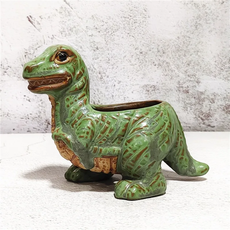 Dinosaur Flowerpot, Cute Cartoon Container, Ceramic Succulent Potted Pot, Plant Pot