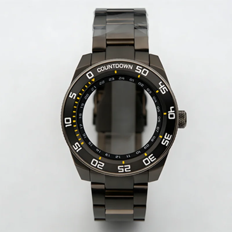 NH35 Men's Watch Case High Quality Stainless Steel 43MM Electroplating Gun Color Watch Case Fit NH35 NH36 Movement