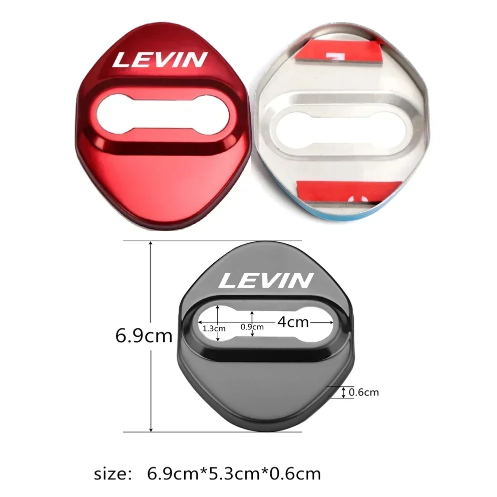 4PCS Car Door Lock Anti-rust Cover For Toyota Levin Logo 2023 2017 Stainless Steel Door Lock Protective Case Decals Accessories