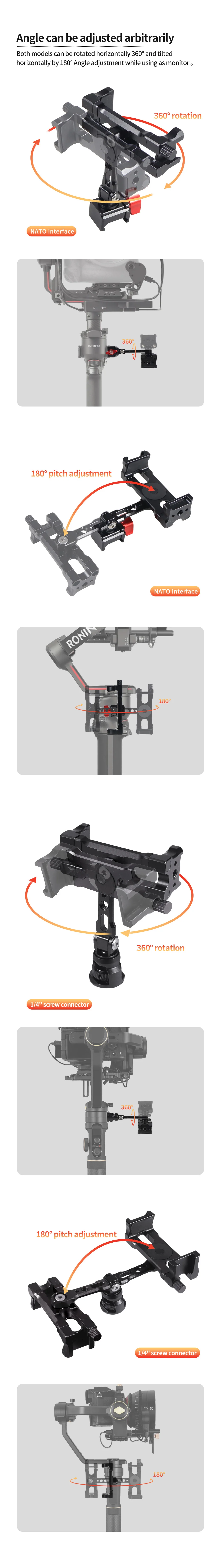 Mobiler Halter Schienenklemme 1/4" Schraube Kaltschuhhalterung für DJI RS2 RS3 RS4 Telefonstabilisator Smartphone DSLR Kamera Stativhalterung – Detail 8