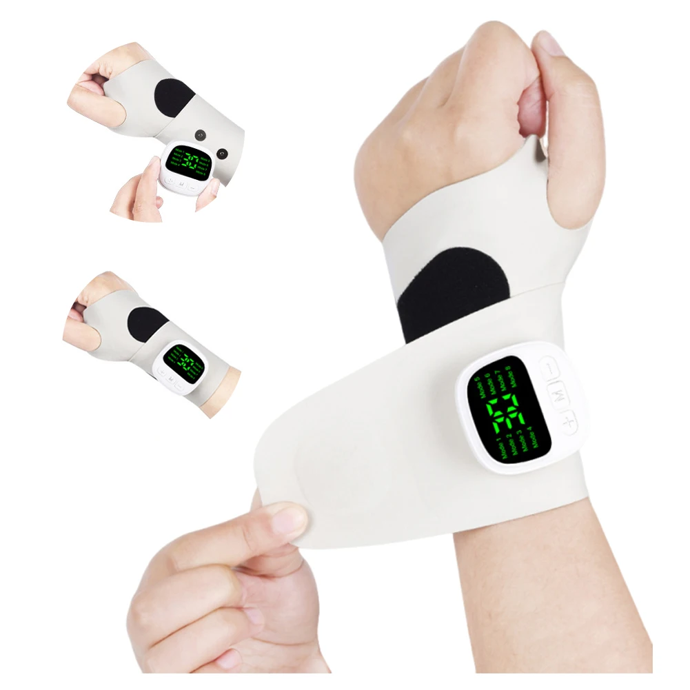 

Электрический массажер для запястий, 8 режимов, 30 уровней, беспроводной массажер для рук, компрессионная повязка на запястье для снятия усталости запястного туннеля