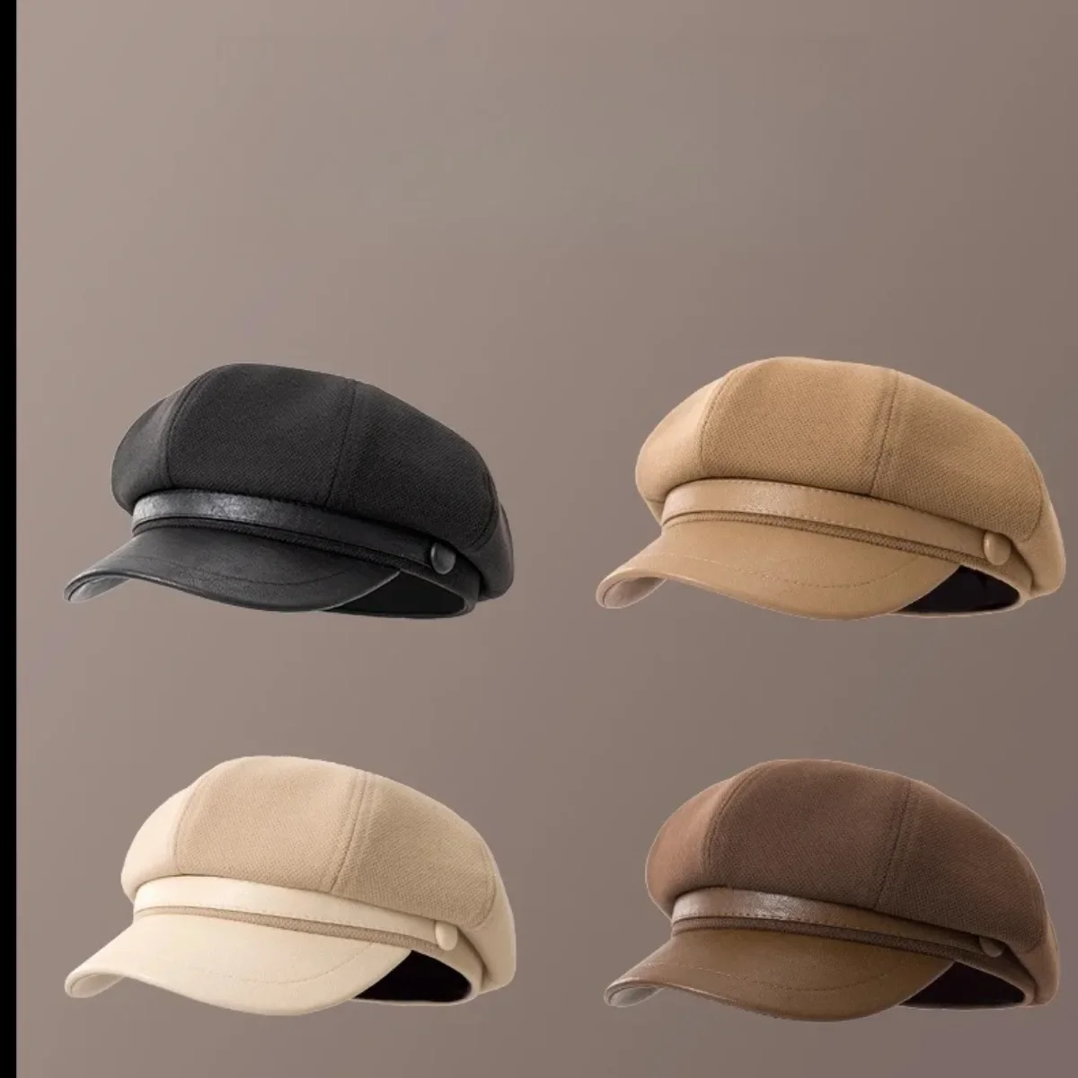 

Vintage Solid Color Beret Hat for Women Warm Octagon Newsboy Cap Fashion Painter Caps Autumn Winter Daily Casual Wear