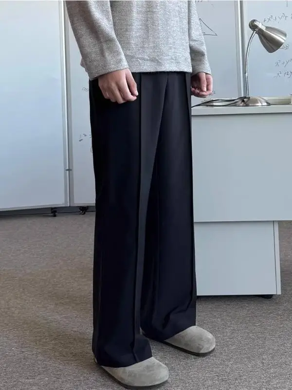 

Deserto Casual Wide Leg Loose Fit Wool Silk Blend Anti-Wrinkle Iron-Free Pred S Long Pants Straight Tube Trousers