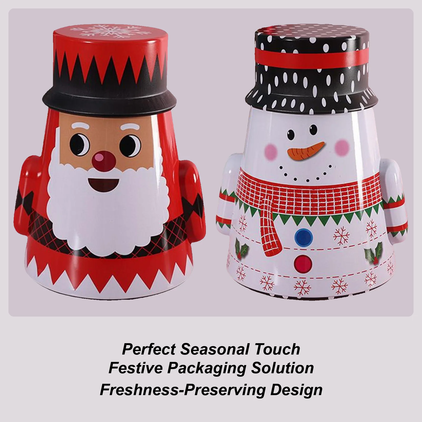 Christmas Jars With Lids Airtight Santa Snowman Cute Candy Jar Cookie Container For Stocking Stuffers Party Favors Greeting