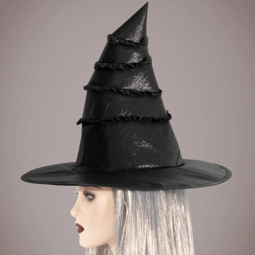 Punk Black Wizard Cap Oxford Cloth Steampunks Halloween Witch Hat Lolitas Decoration Cosplay Witch Hat Adult