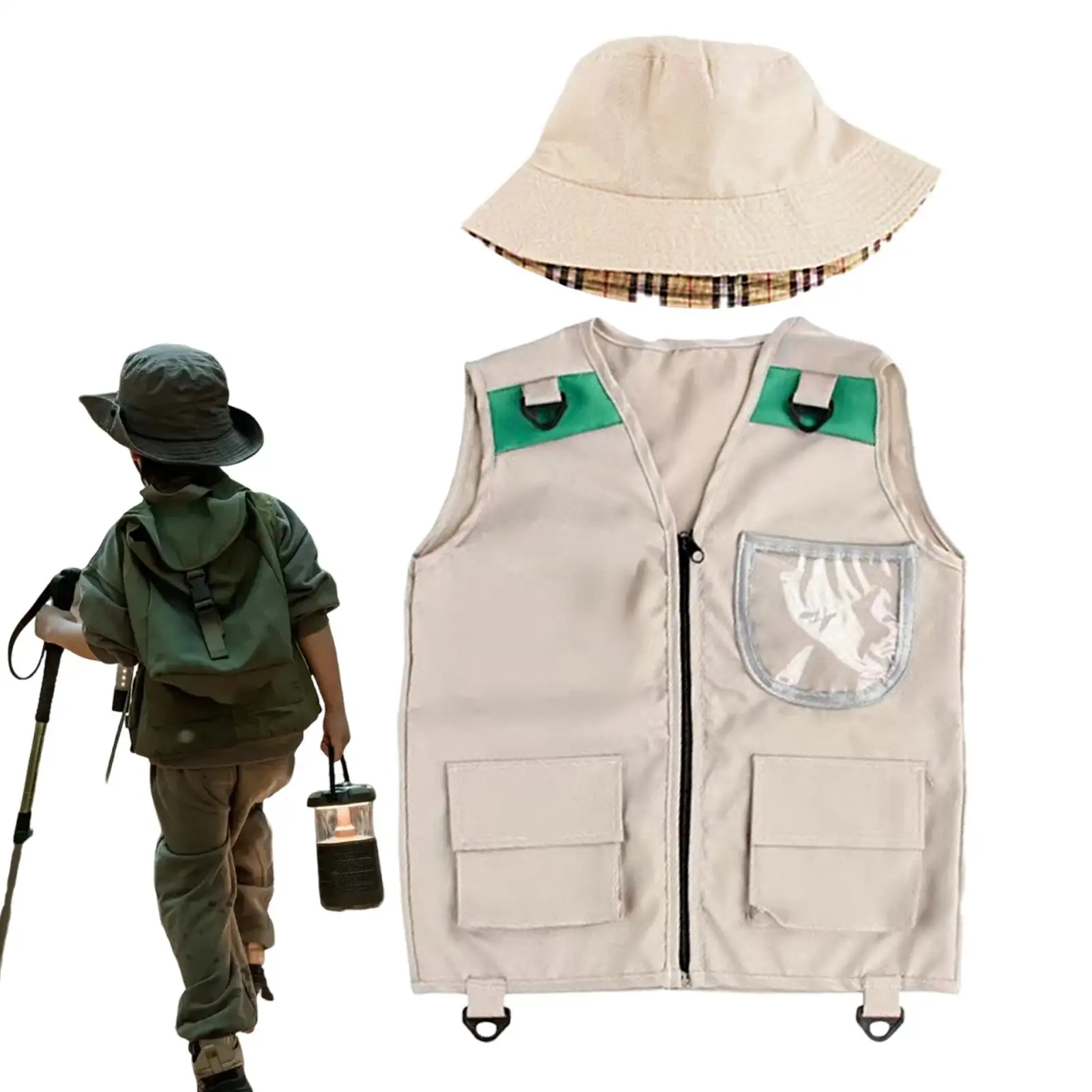 

Kids Fishing Vest Washable Toddler Vest with Hat Sports Outdoor Play Toys for Party Park Outdoor Tour Jungle Hike Play Zoo