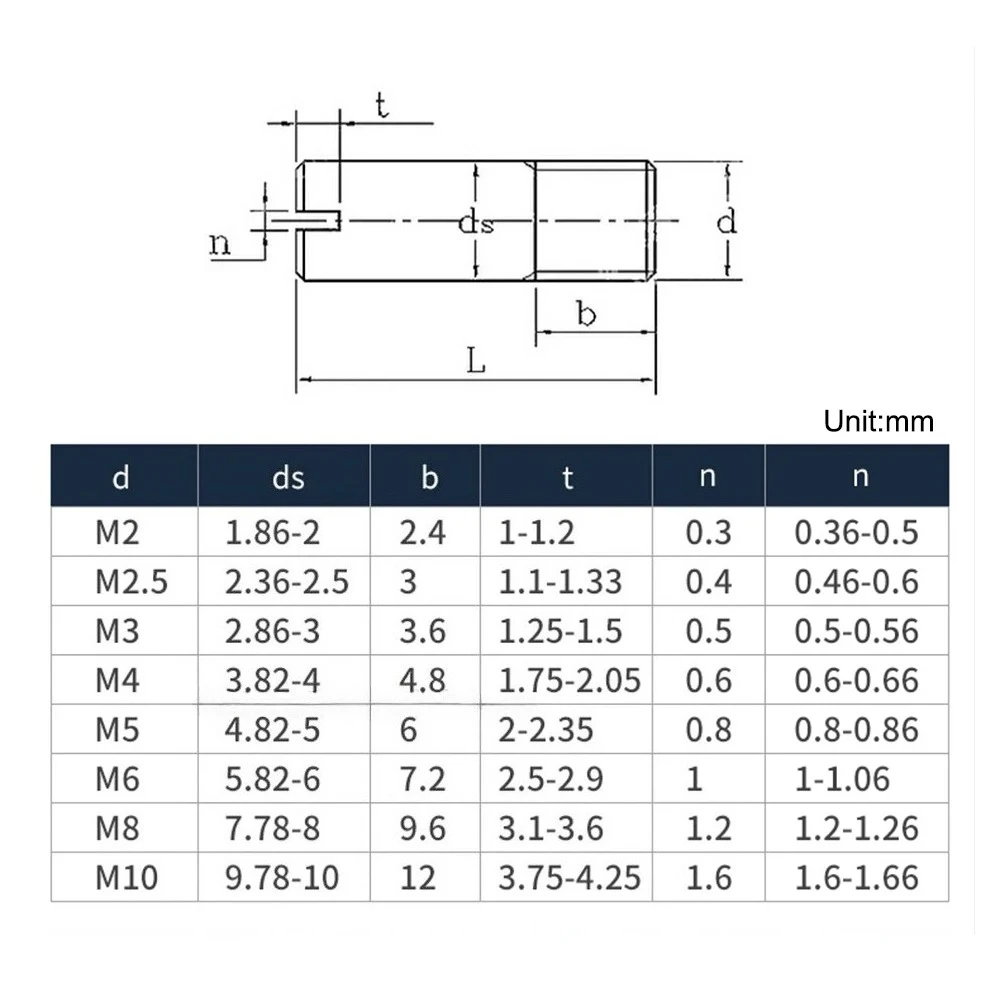 M2 M2.5 M3 M4 M5 M6 M8 M10 External Thread Slotted Cylindrical Fixed Position Pin 304 Stainless Steel Shaft Dowel Locating Pin