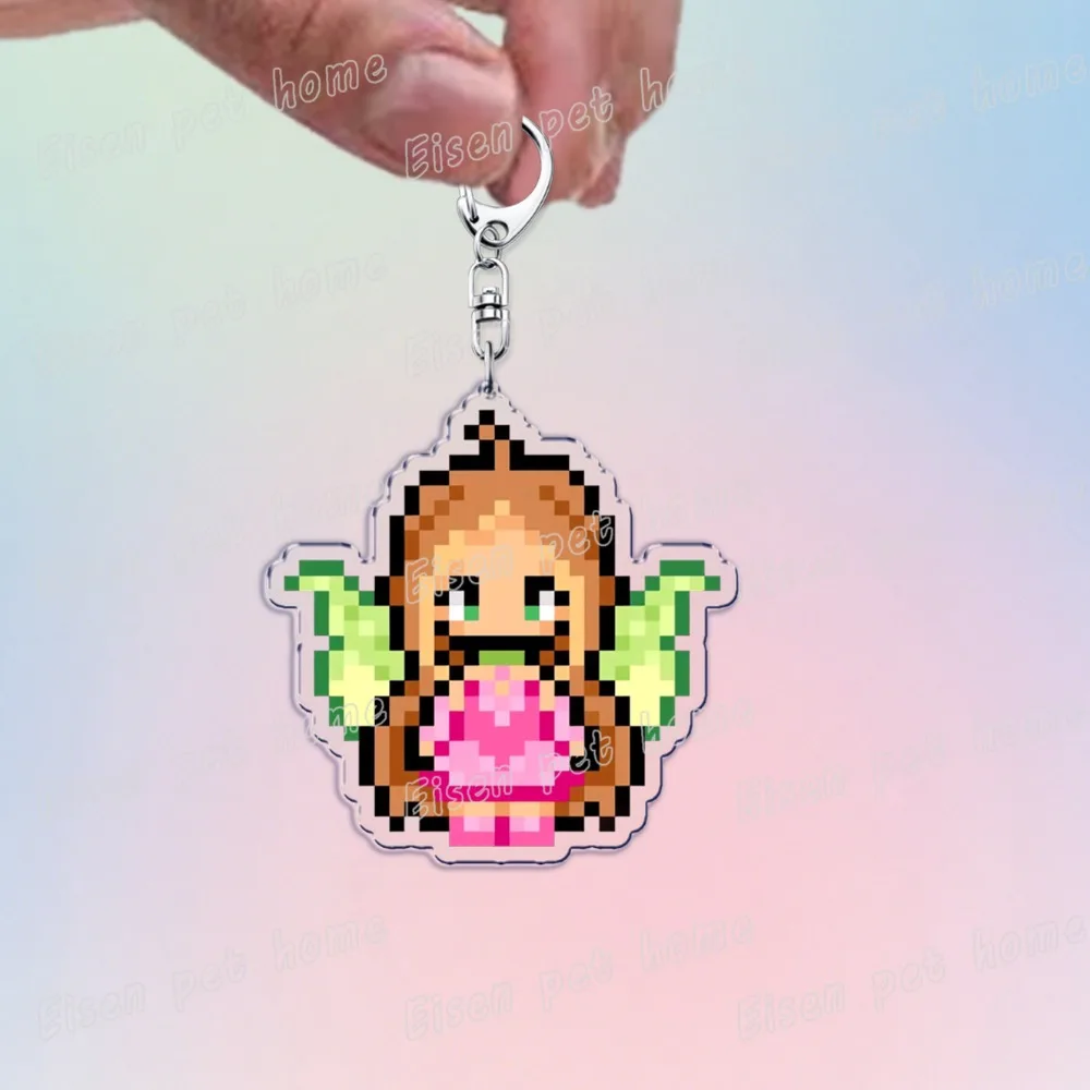 لطيف الكرتون بكسل سلاسل المفاتيح للنساء حقيبة سحر الجنية ستيلا موسى Tecna السحرية فتاة الجنيات Keyrings مجوهرات أصدقاء الهدايا