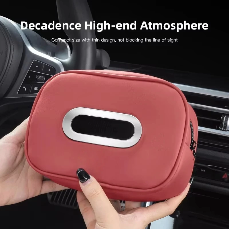 Car Tissue Box Holder PU Leather Hanging Napkin Case For Headrest Sun Visor Armrest Auto Interior Decor Accessories