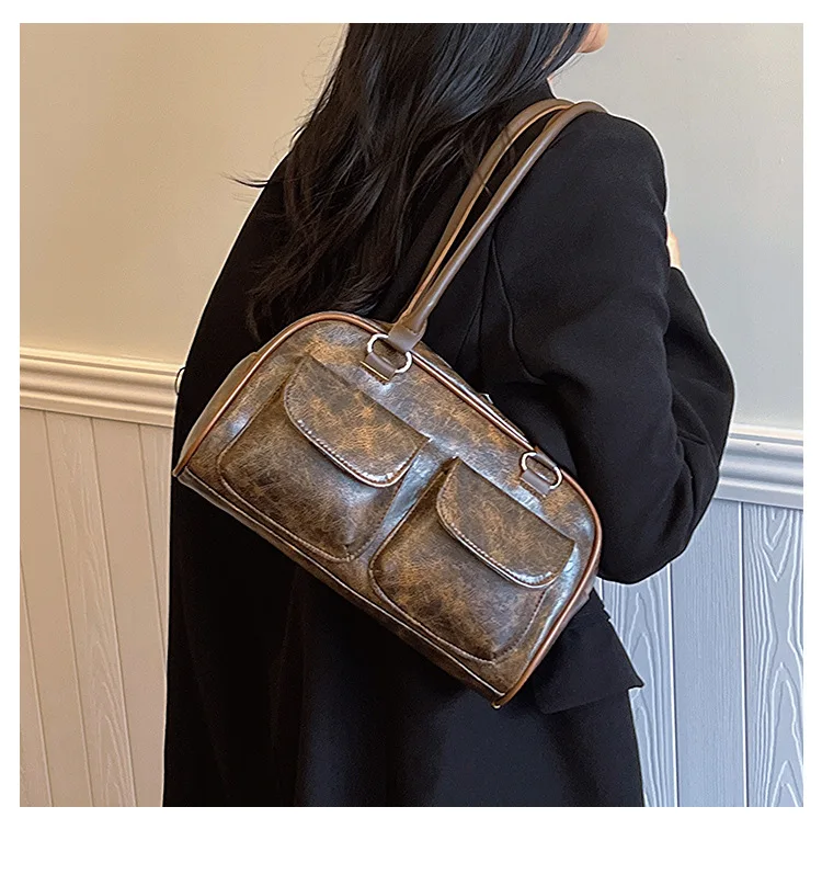 

Маленькие сумки на плечо с двойными карманами в стиле ретро для женщин, новинка 2025, модная роскошная дизайнерская сумка подмышками, женские сумки и кошельки