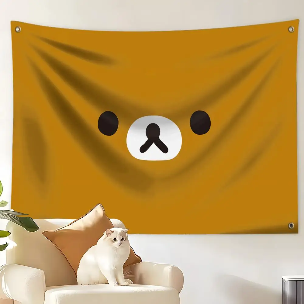 R-Rilakkuma Flags Custom Wall Hanging Background Art Banner For Bedroom Home Living Room Outdoor Decor