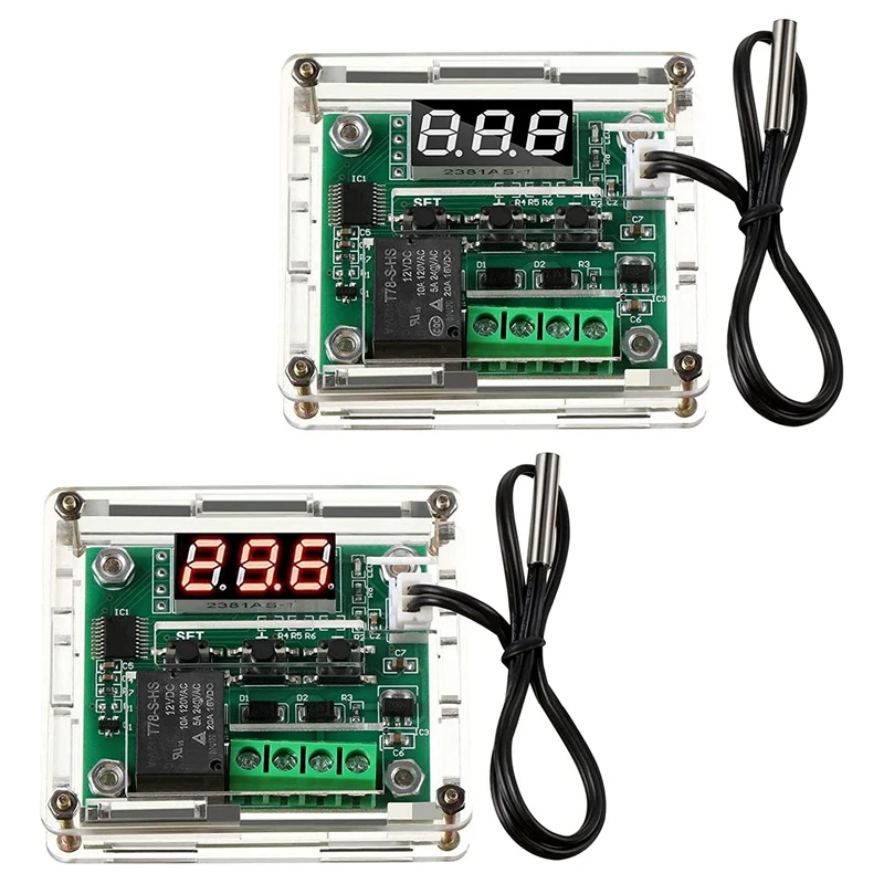 2PCS XH-W1209 12V DC LED Display Digital Thermostat Module High Precision Temperature Controller With Waterproof Housing