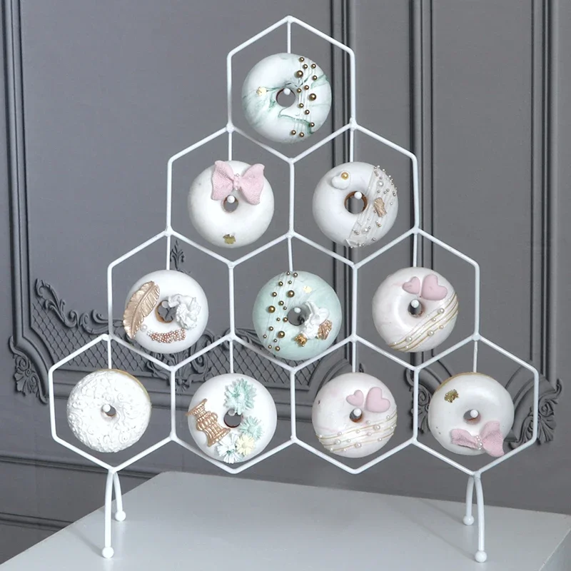 European style iron donut display rack, wedding dessert table decoration, baking bread rack, cake display window props