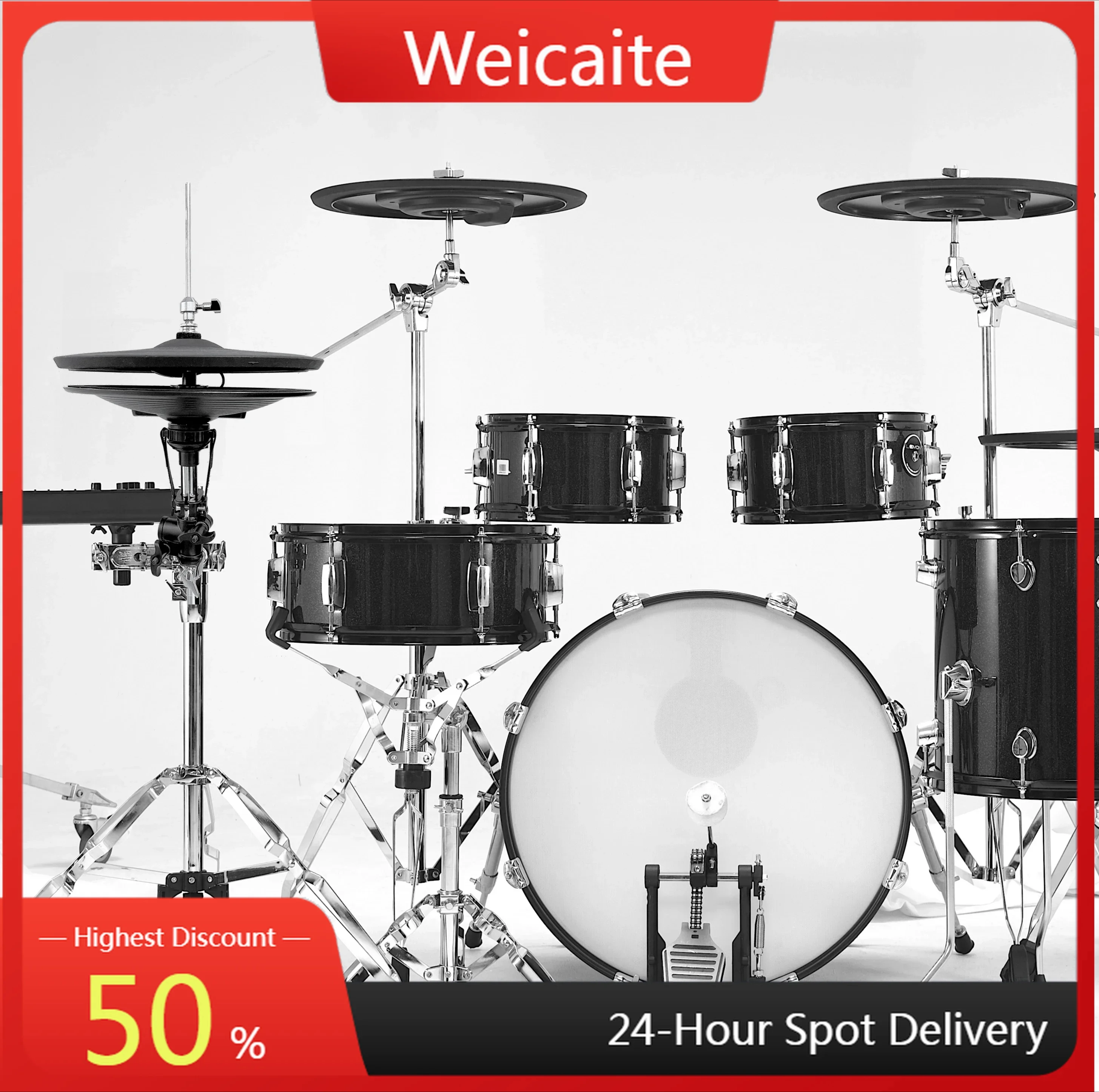 T950 Series Lemon Drum Electronic Drum Set T950 9 Piece Mesh Head, Wooden Drum Pad/Metal Rack  Quality Sound Musical Instrument