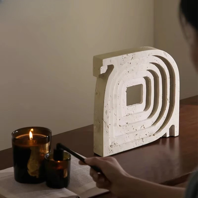 أثاث آرت ديكو بتصميم نورديك، إطار رخامي أبيض بسيط، زخرفة سطح الطاولة في غرفة المعيشة #2