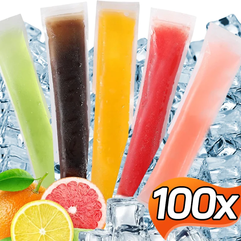 100/50Pcs Disposable Ice Popsicle Mold Bag Food Grade Plastic Sealing Bag DIY Ice Lolly Packaging Bags Household Kitchen Gadgets