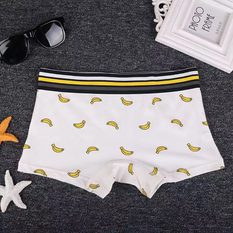 Women\'s Banana Print Cotton Boxer Briefs Wide Rim Mid Waist Upgraded Fabric Boyshort Breathable Women\'s Underwear Unisex panties