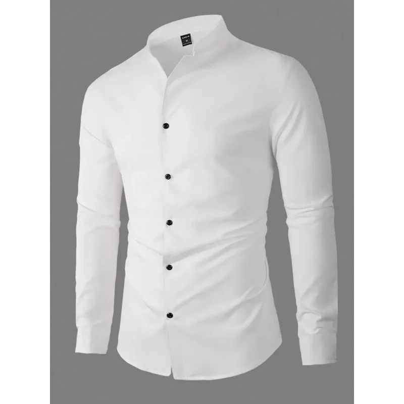 

plus Size Stretch Men's Long Sleeve Shirt Elastic Casual Business Style Resistant to Deformation Spring Summer Autumn Colors
