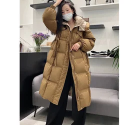 2024 Winter Long Parkas Ultralight Padded Puffer Jackets for Women Casual Coats Warm Hooded Lightweight Outerwear Coats Down