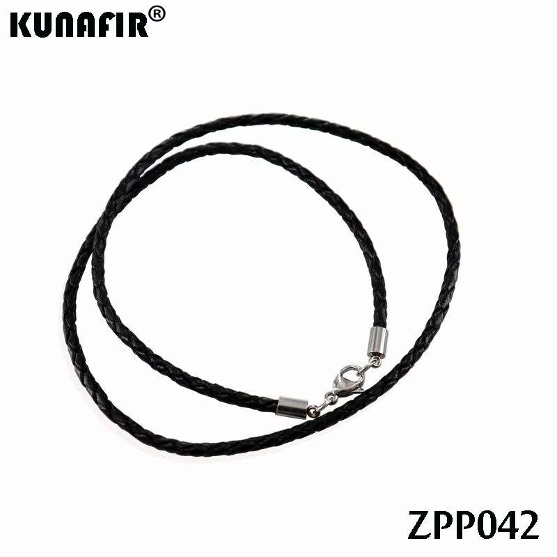 3mm weaving black real leather weaving necklace  DIY stainless steel  jewelry accessories  ZPP042