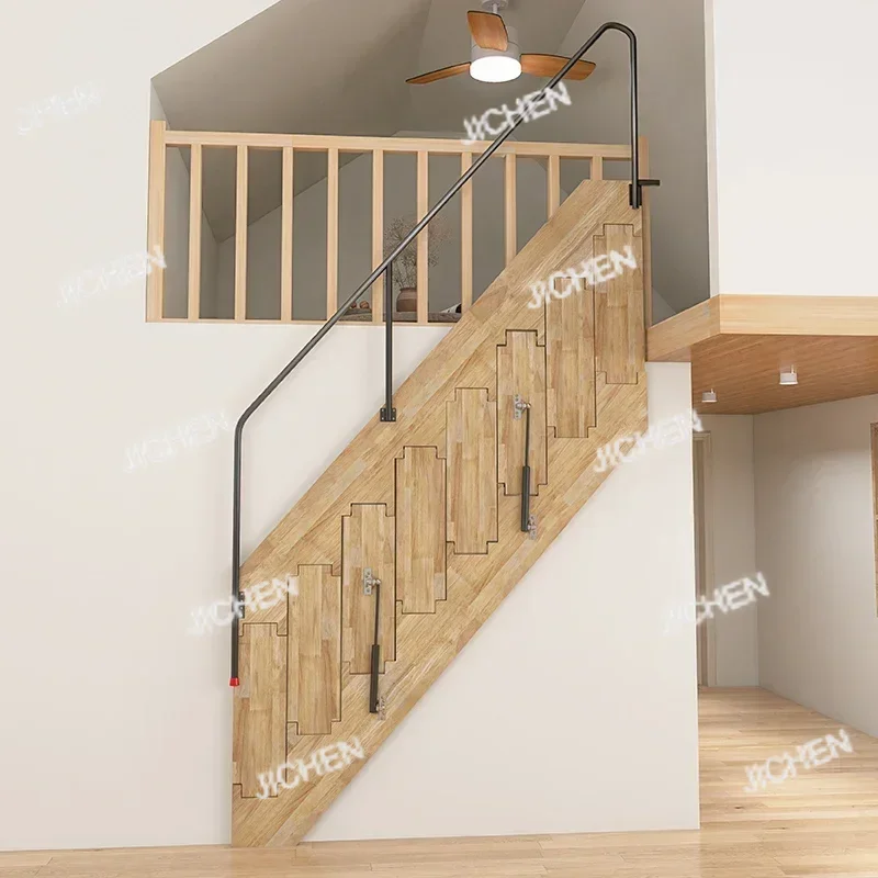 

JC Invisible Stairs Multifunctional Telescopic Ladder Wall-to-wall Folding Ladder Loft Handrail Wooden Stairs Internet Celebrity