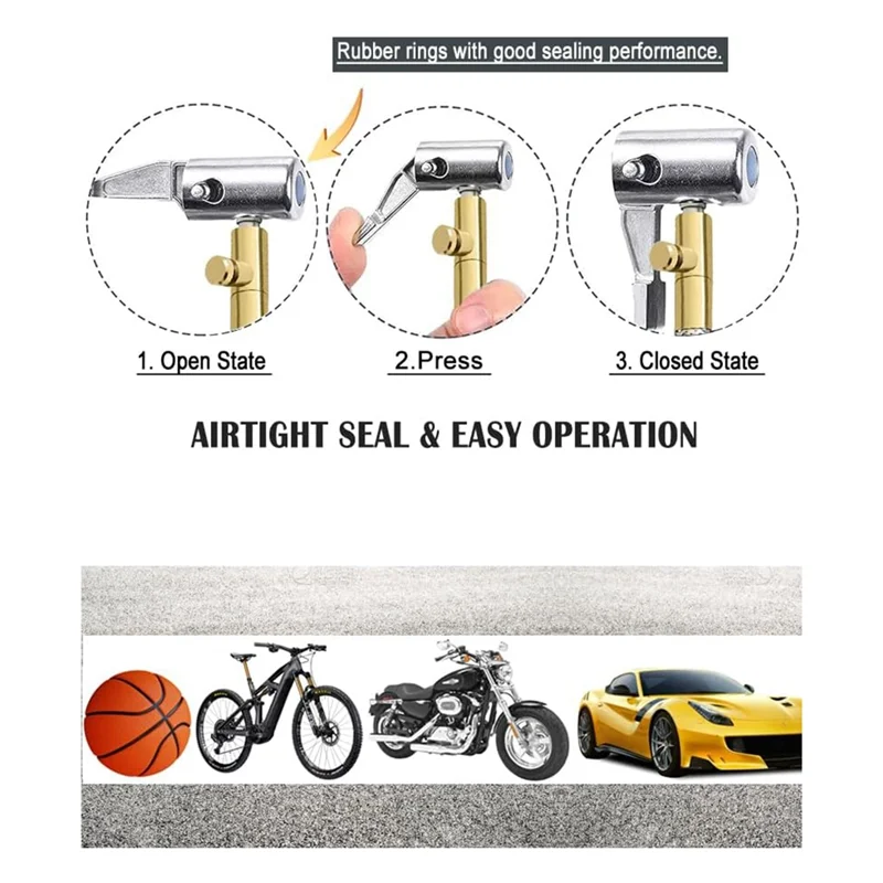 AA01-Extended Portable Air Compressor Tire Inflator Replacement Hose With Stainless Steel Mesh For Protection, Air Pump Tube, Du