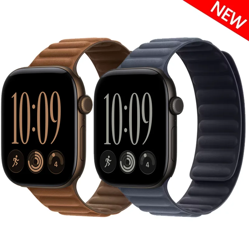 Lederarmband für Apple Watch 44mm 40mm 45mm 46 49mm Magnetisches Schlaufenarmband iWatch Series 12 11 9 8 7 SE 6 Ultra 4 3 2 Armband