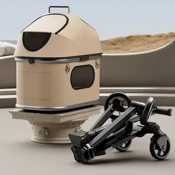 適用於體重低於 55 磅的中型犬或兩隻小型犬/貓的豪華寵物推車,一鍵折疊,可調節手柄,可拆卸提手 8 最佳銷售 狗狗寵物推車 - №3