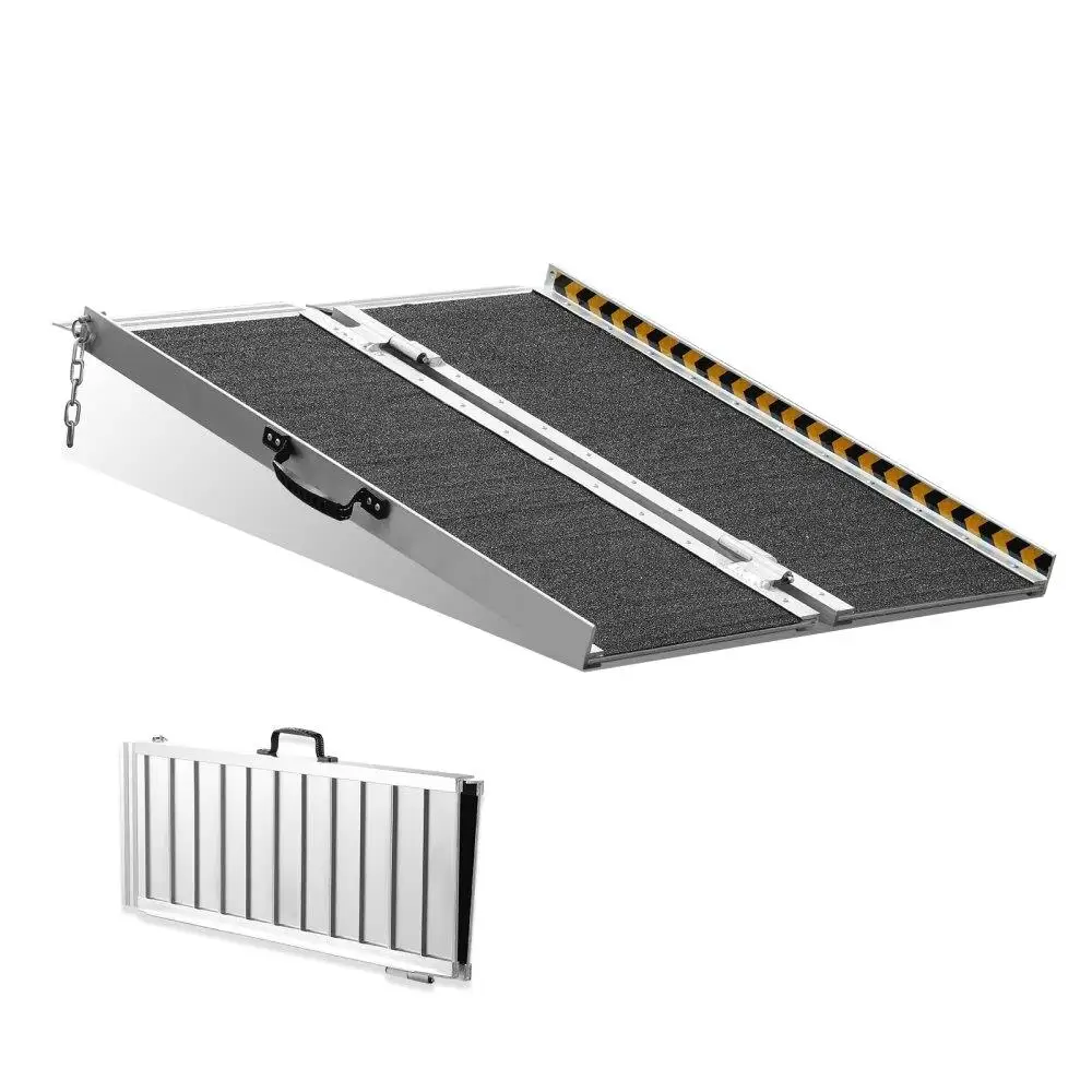 

Portable Wheelchair Ramp 2FT 800LB Aluminum Foldable NonSlip for home Stairs Steps Doorways Curbs