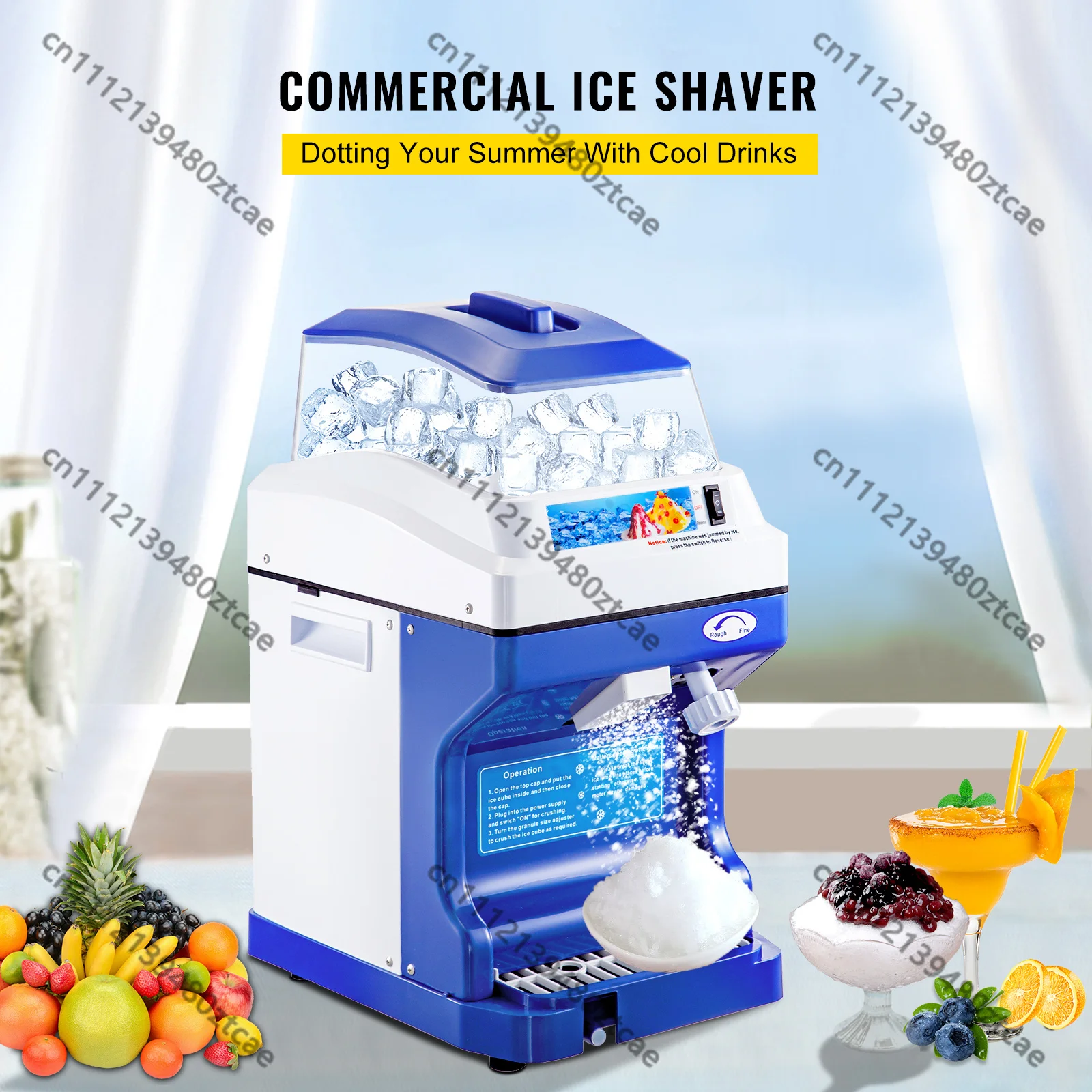 Electric Ice Crushing Machine Multifunctional Snow Cone Shaver Fruit Granulating Smoothie Maker