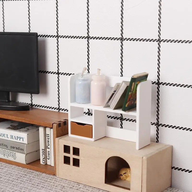 New 1Pcs 1:12 Scale Dollhouse Miniatures Furniture Storage Rack Organizing Shelf Dolls Accessories Scenery Model Toy