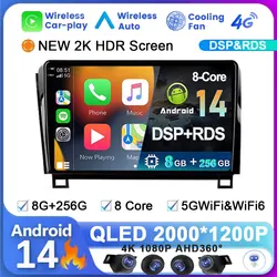 Android 14 Car Radio For Toyota Tundra XK50 2007 - 2013 Sequoia XK60 2008 - 2017 Multimedia Video Player Navigation Stereo CAM