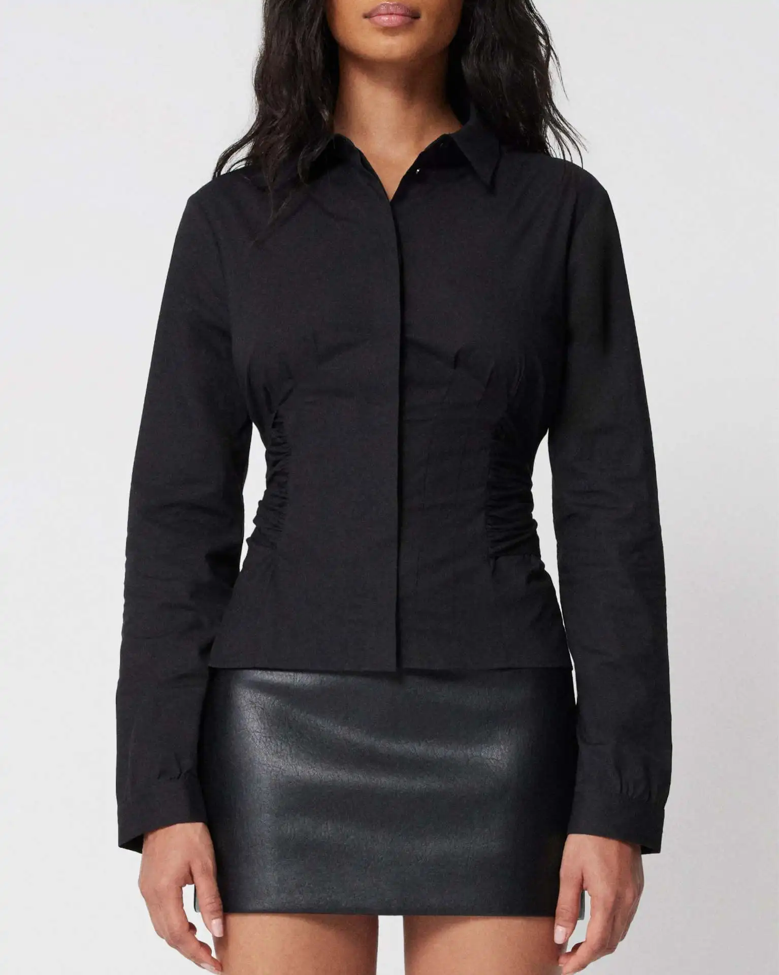 

Kylie the same ~ KHY tie waist sexy white shirt Slim back bow blouse woman
