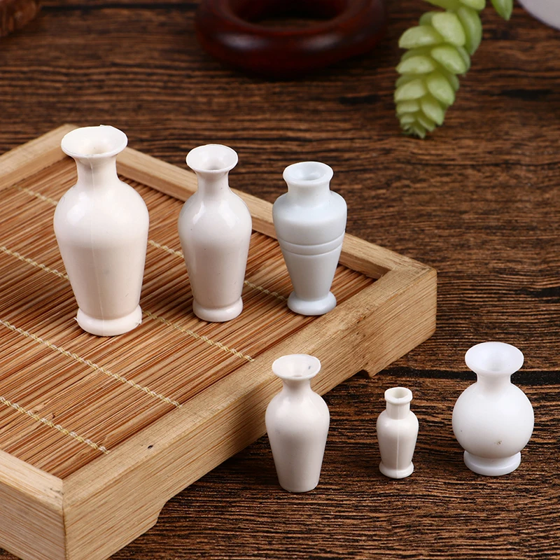 5PCS Mini Building Sand Table Model Mini Ceramic Flowerpot Simulation Vase Miniatures