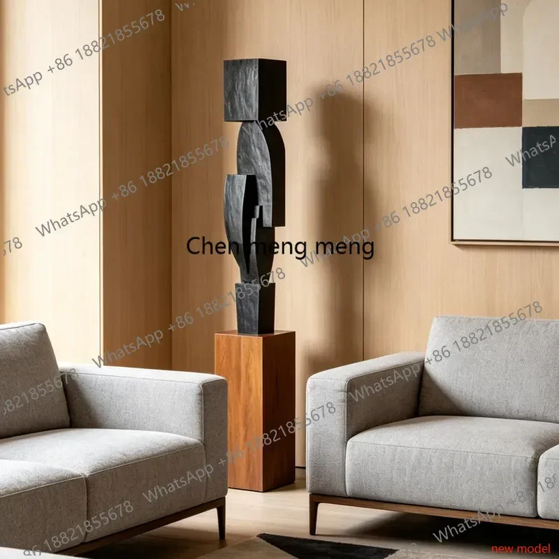 

N138Wood carving floor-to-ceiling ornaments Hotel entrance decorative solid wood art sculpture installation