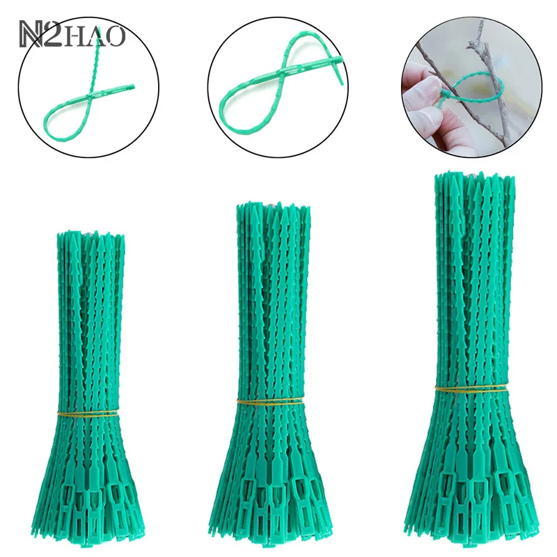 

50Pcs Adjustable Plastic Plant Cable Ties Reusable Garden Tree Climbing Support Plant Vine Tomato Stem Clip Plant Straps Tools