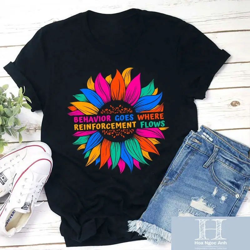 Spring Behavior Goes Where Reinforcement Flows Autism Teacher T Shirt Sped Back To School