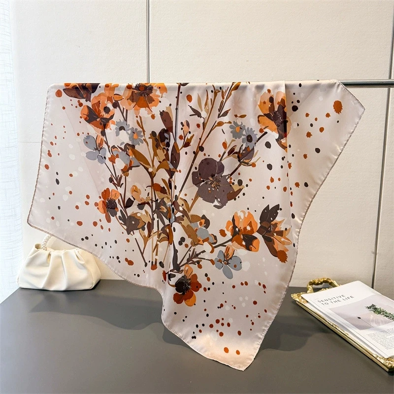 

Spring & Autumn Floral Printing Square Handkerchief Shawl Ladies Vacation Headscarf Foulard Hijabs 2pc/lot